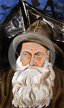 Portrait of an old bearded fisherman.