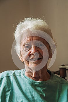 Portrait of old lady with white hair