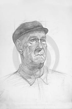 Portrait of old of the man in a cap
