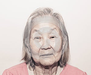 Portrait of a old woman with white hair photo