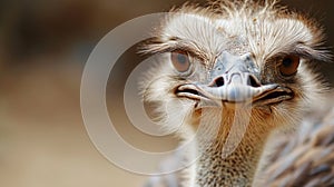 portrait of an ostrich in the wild. Selective focus.