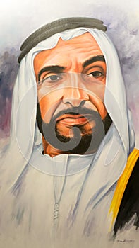 Portrait painting of Sheikh Mohammed bin Zayed bin Sultan Al Nahyan