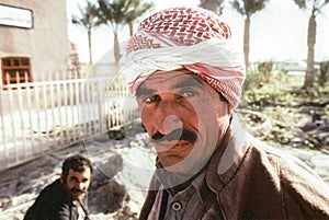 portrait of palestinensian worker at a construction site in Kuweit