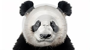 Portrait of a Panda bear wild animal head closeup on white background. generative ai