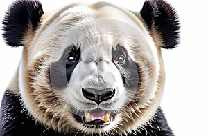 Portrait of a panda on a white background