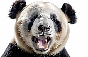 Portrait of a panda on a white background