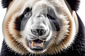 Portrait of a panda on a white background