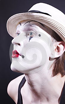 Portrait of pantomime actor with makeup