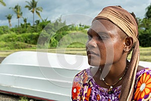 Portrait of a papuan young woman, Rabaul, New Guinea.