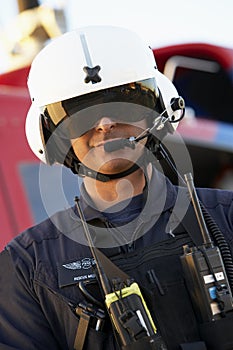 Portrait of paramedic standing in front of Medevac