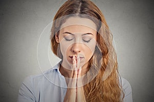 Portrait peaceful woman praying