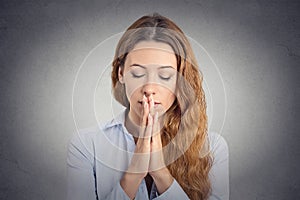 Portrait peaceful woman praying