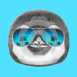 Portrait of Penguin with mirror sunglasses.