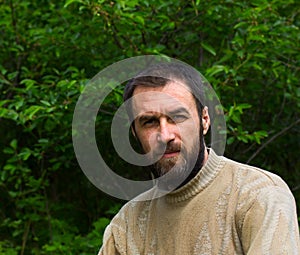 Portrait of a pensive adult male