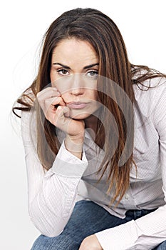 Portrait of pensive young woman