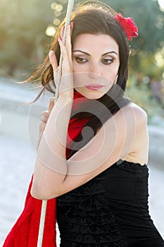 Portrait of pensive young woman