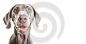 Portrait of Pet Weimaraner Dog - Shot of a Cute little Dog on White Background - AI generated photo