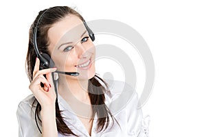 Portrait of phone operator with headset