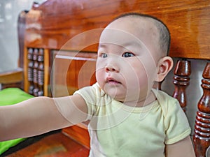 Portrait photo of Cutie and handsome asian boy