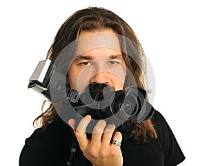 Portrait photographer with a camera