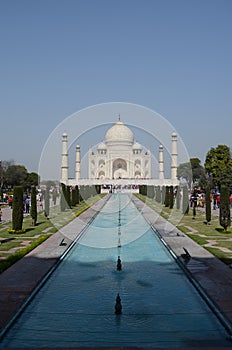 Portrait Picture of Taj Mahal Gardens in Agra, India