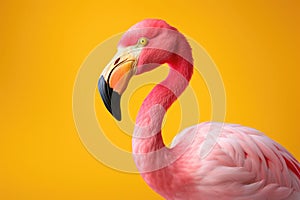 Portrait of a pink flamingo