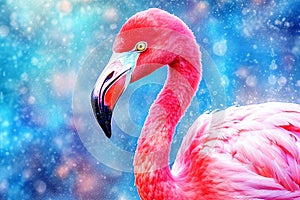 Portrait of Pink flamingo in watercolor Generative AI