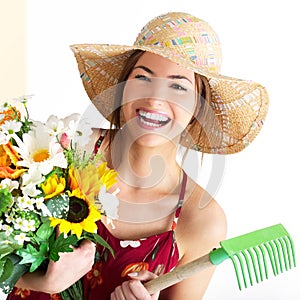 Portrait with plant and tools