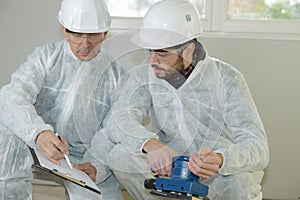 portrait plasterers having conversation