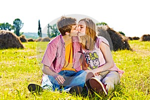 Portrait of playful young love couple having fun