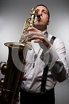 portrait of playing saxophonist