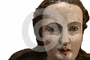 Portrait polychrome statue woman detail