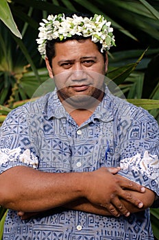 Portrait of Polynesian Pacific Island Tahitian mature man Aitutaki Lagoon Cook Islands