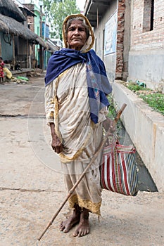 Portrait of a poor and old woman of India from the tribal community