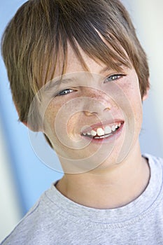 Portrait Of Pre Teen Boy Smiling