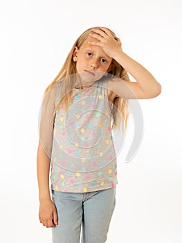 Young, sad, unhappy, helpless tired girl suffering from depression. Human emotions, bulling photo