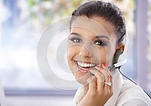 Portrait of pretty dispatcher smiling