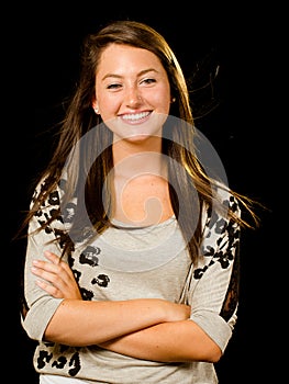 Portrait of pretty smiling happy teenage girl