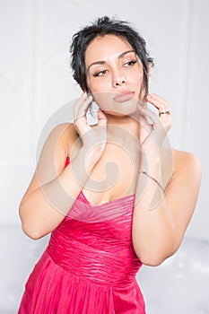 Portrait of pretty thoughtful brunette