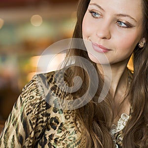 Portrait of pretty woman with long hairs