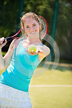 Portrait of pretty young tennis player