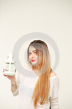 Portrait of pretty young woman with long hair