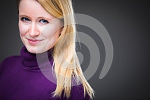 Portrait of a pretty, young woman with a nice smile