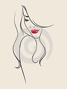 Portrait of pretty young woman Vector illustration