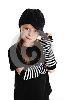 Portrait of a punk rock young girl with hat