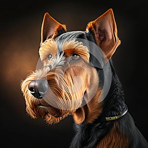 Portrait of a purebred doberman dog on a dark background generative AI