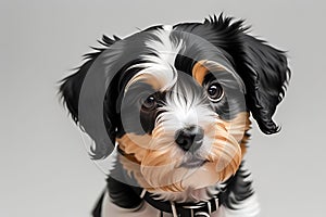 Portrait of Purity: A Biewer Terrier\'s Delicate Features in Close-Up