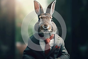 Portrait of a Rabbit dressed in a formal business suit