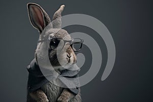 Portrait of a rabbit with glasses and a formal suit. generative ai .