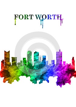 Fort Worth Texas skyline Portrait Rainbow photo